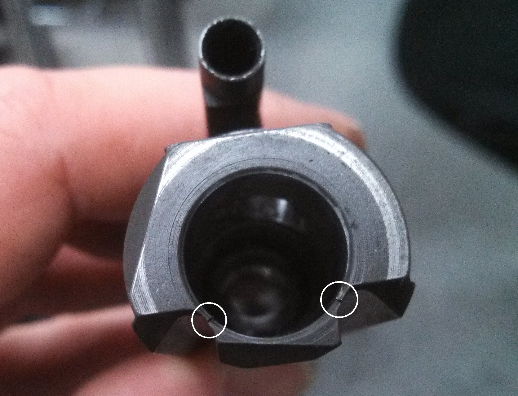 AR bolt carrier cracks highlighted